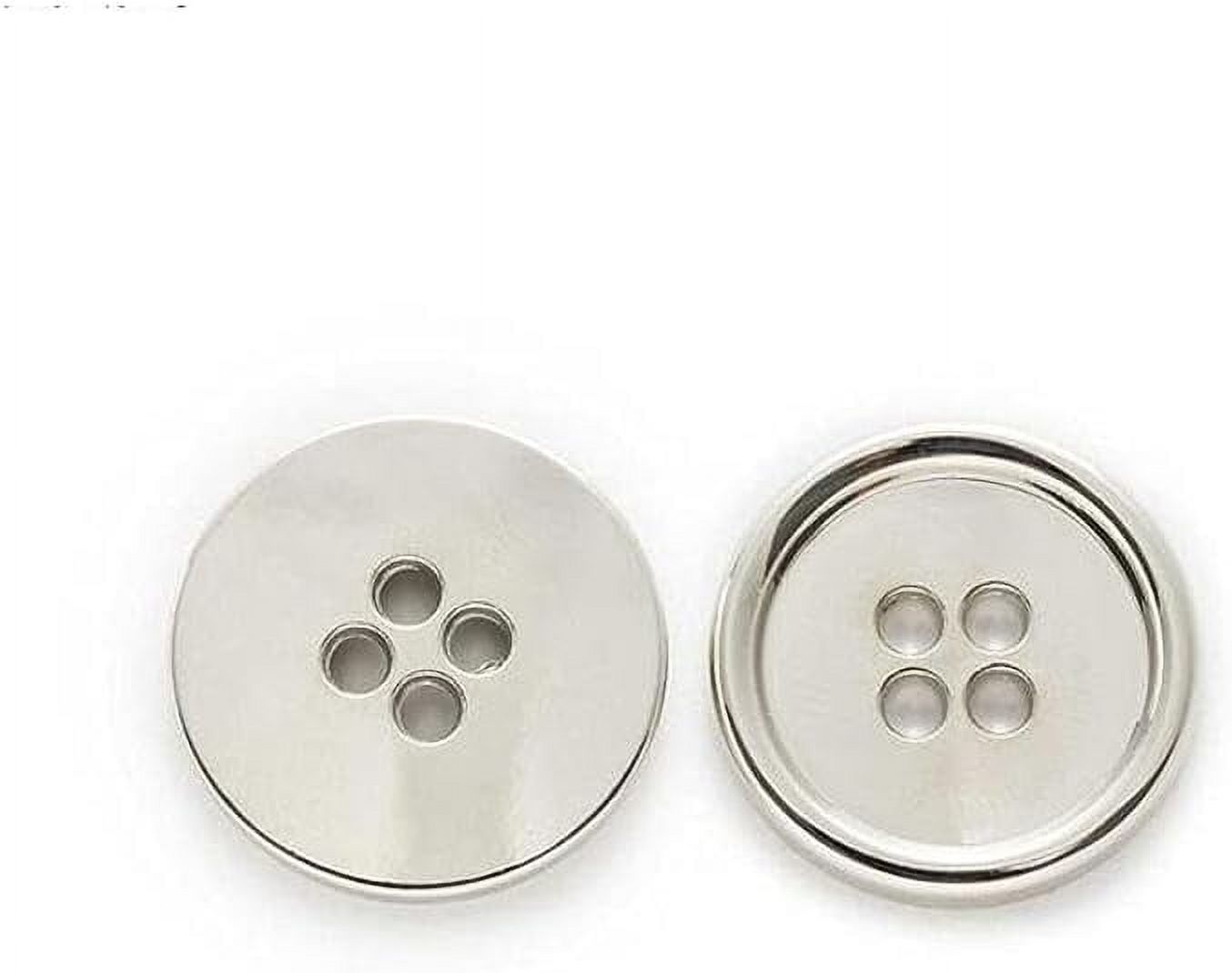 10 PCS Metal Buttons Suit Shirts Coats Sewing Round Retro 4-Hole Buttons for Clothes Decoration Handmaking (Silver, 25mm)